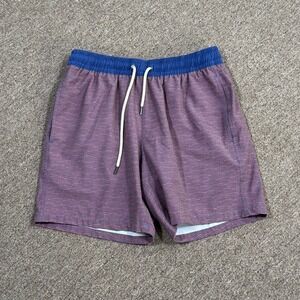 Fair Harbor Mens Swim Trunks Size L Red Blue Wave Print Recycled Stretch Shorts